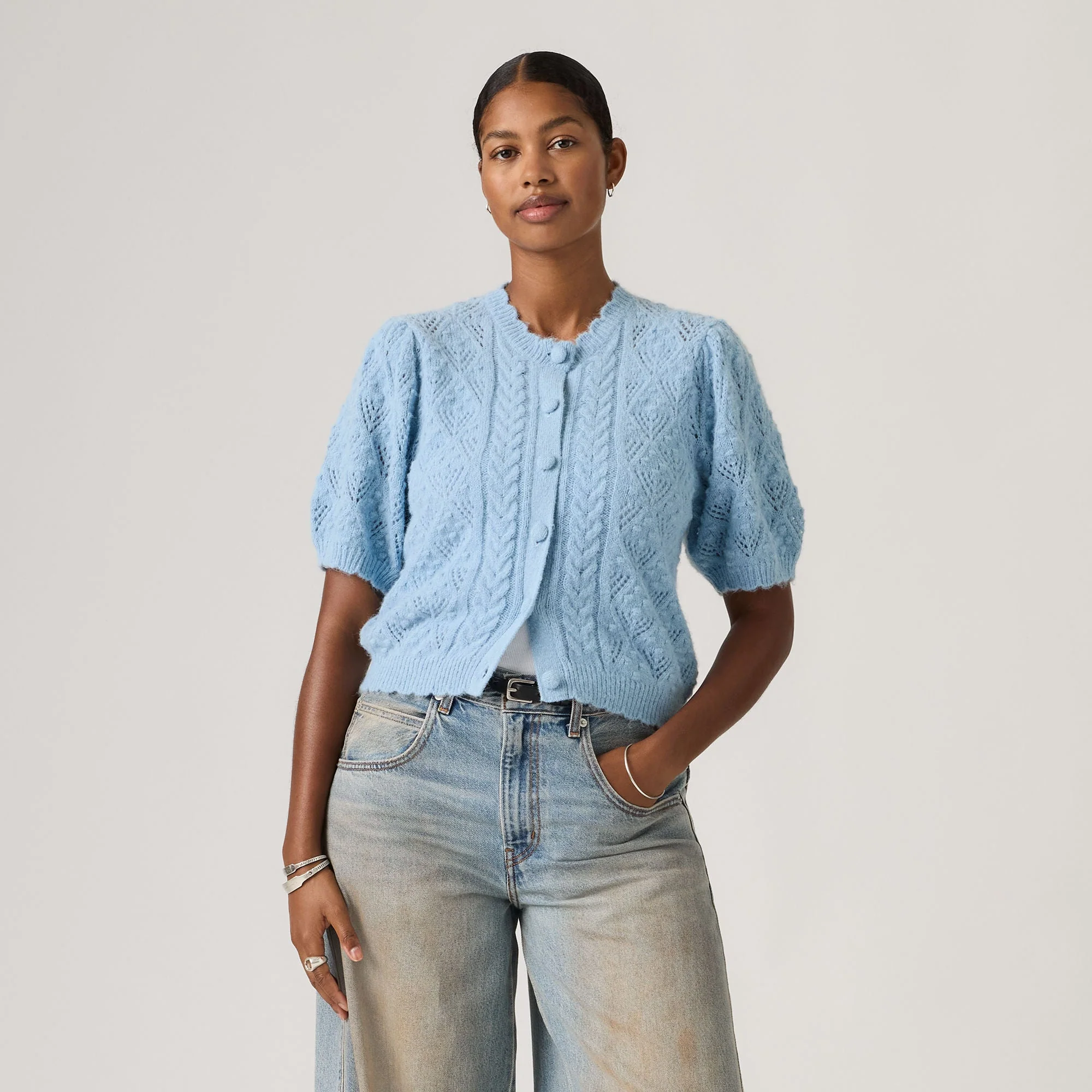 Levi's® Women's Pauline Pointelle Short-Sleeve Cardigan