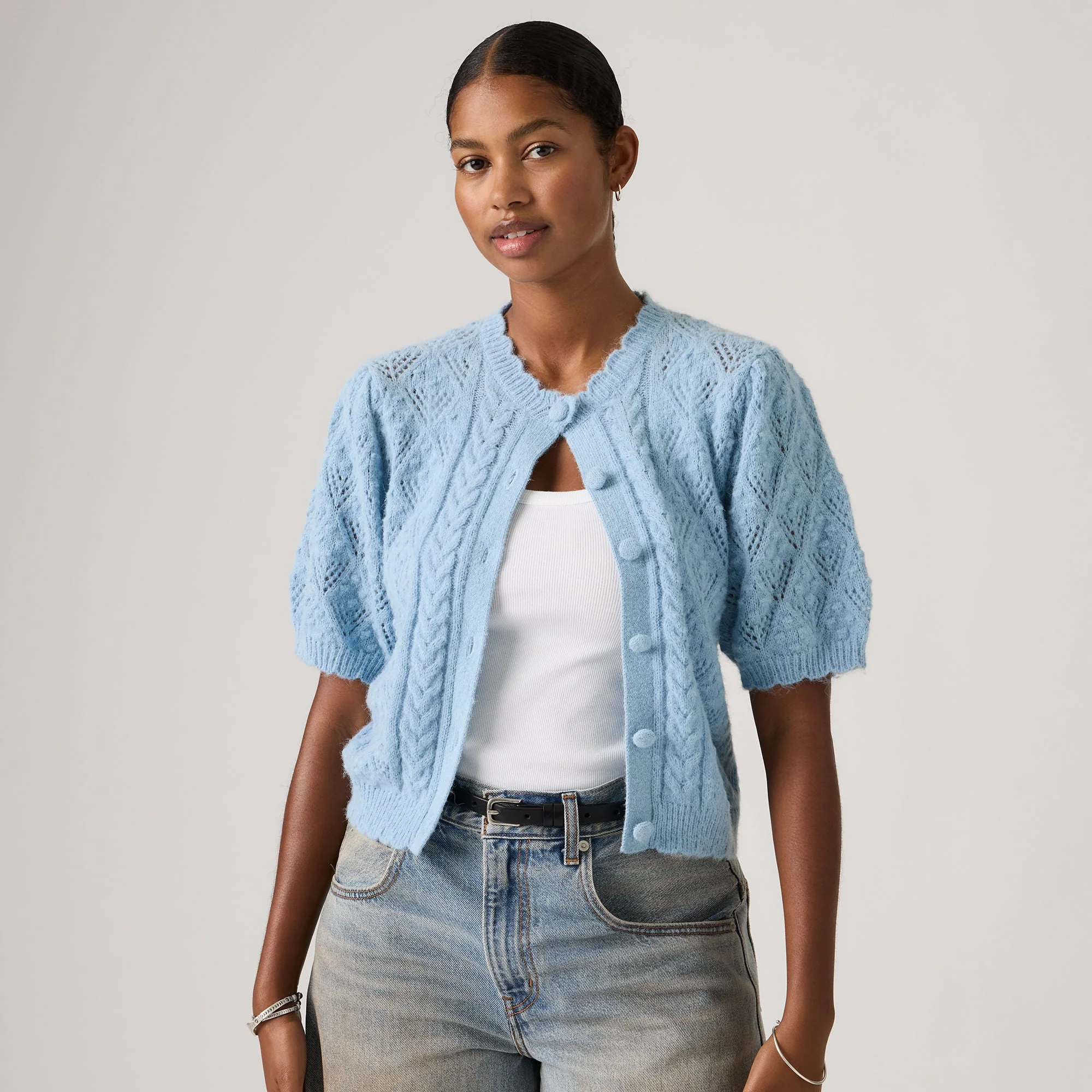Levi's® Women's Pauline Pointelle Short-Sleeve Cardigan - Image 3